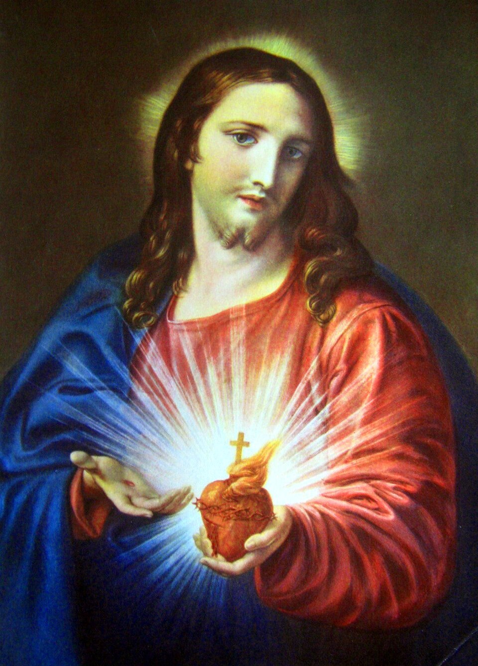 Pompeo Batoni's Sacred Heart of Jesus — Christ holding His flaming heart radiating love